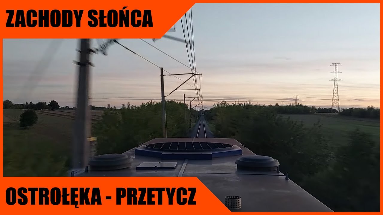 Linia kolejowa nr 29 o zachodzie słońca.