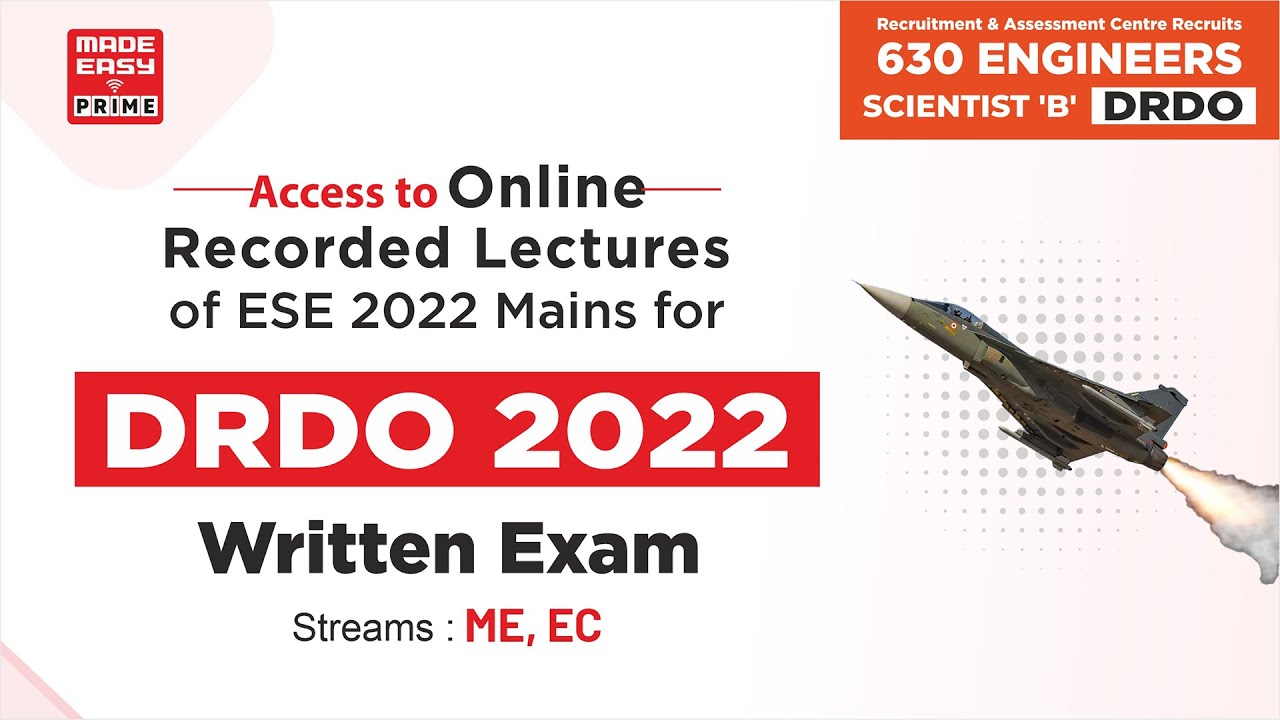 DRDO Written Exam 2022 | Scientist - B | Online Course | ME & EC | Enroll Now | MADE EASY PRIME
