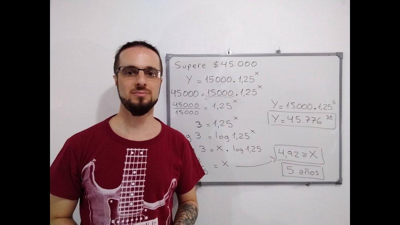 Problema con función exponencial. Depósito bancario, plazo fijo.
