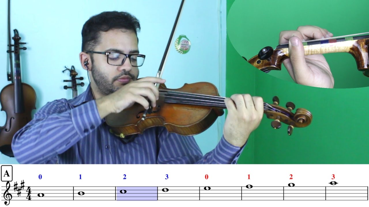 ESCALA DE LA MAIOR | 1 OITAVA | FORMA DE CORDA SOLTA | Aulas de Violino Online | INICIANTE 1 #20