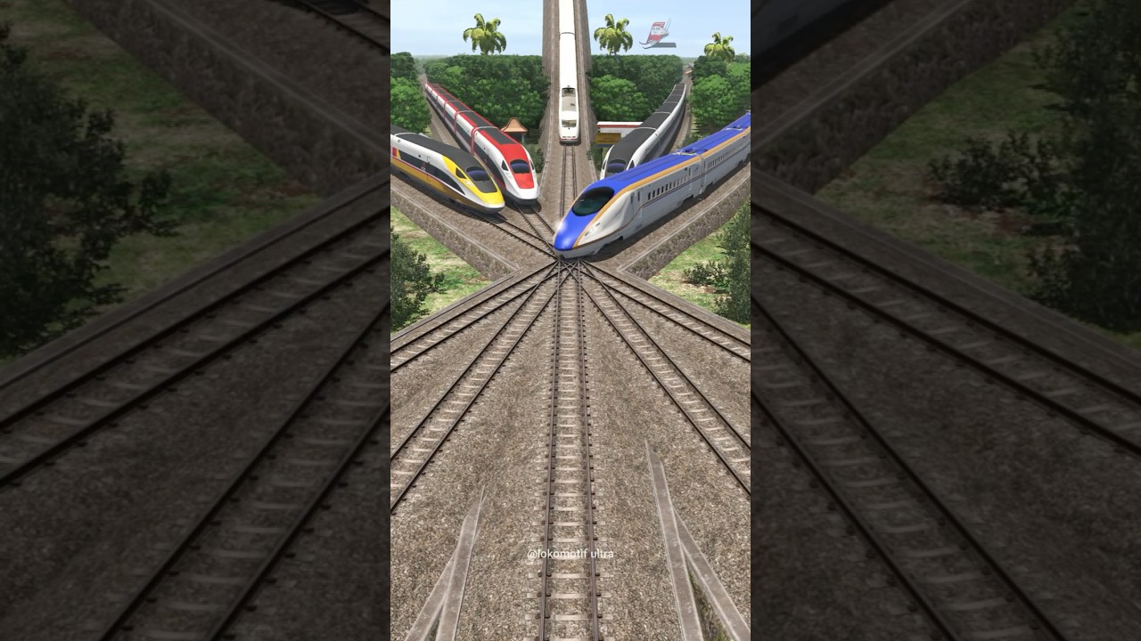 Several ICE 3 Trains Take Turns at 5 Train High Speed Crossing #train #railroad #railtrack #railway