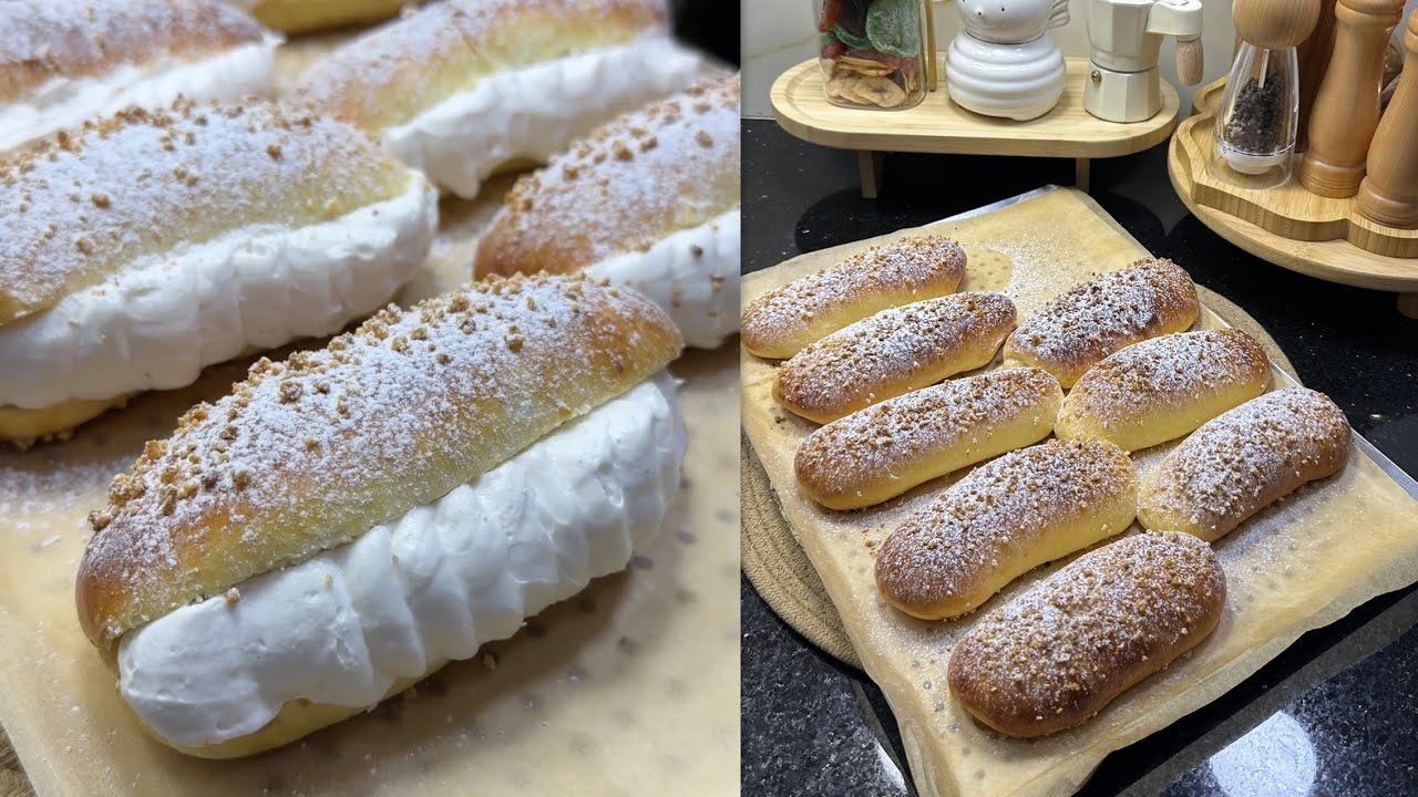 بريوش قطني😋محشي بكريمة خفيفة تقول غيمة😁هذي فالصحووور ويايما بصوت حفيض دراجي😁غلطة ليصراتلي متصرالكمش👌