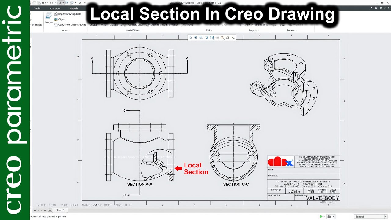 How to create local section in creo drawing | Broken-out section in creo parametric