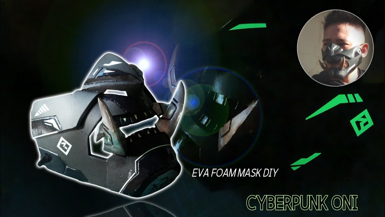 Cyberpunk oni mask - custom EVA foam face mask - Glow in the dark theme