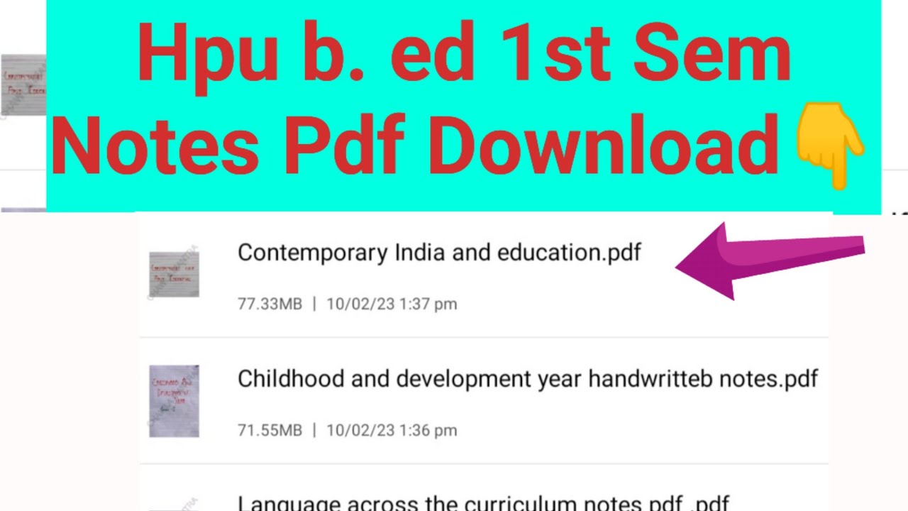 hpu b.ed 1st sem all notes pdf download hpu b. ed all notes pdf download