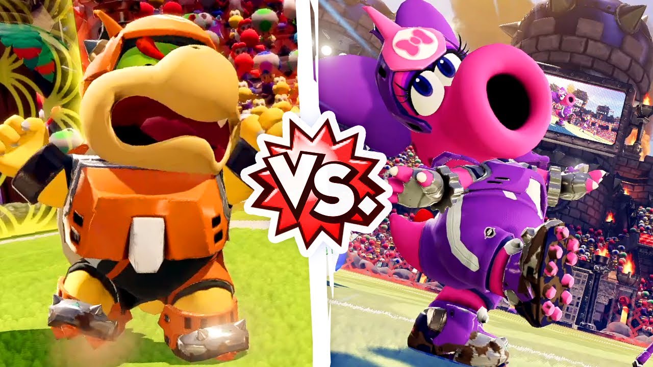 Mario Strikers Battle League - Shellfish Bowser Jr. Vs. Shellfish Birdo (NEW Update Version 1.3.1)