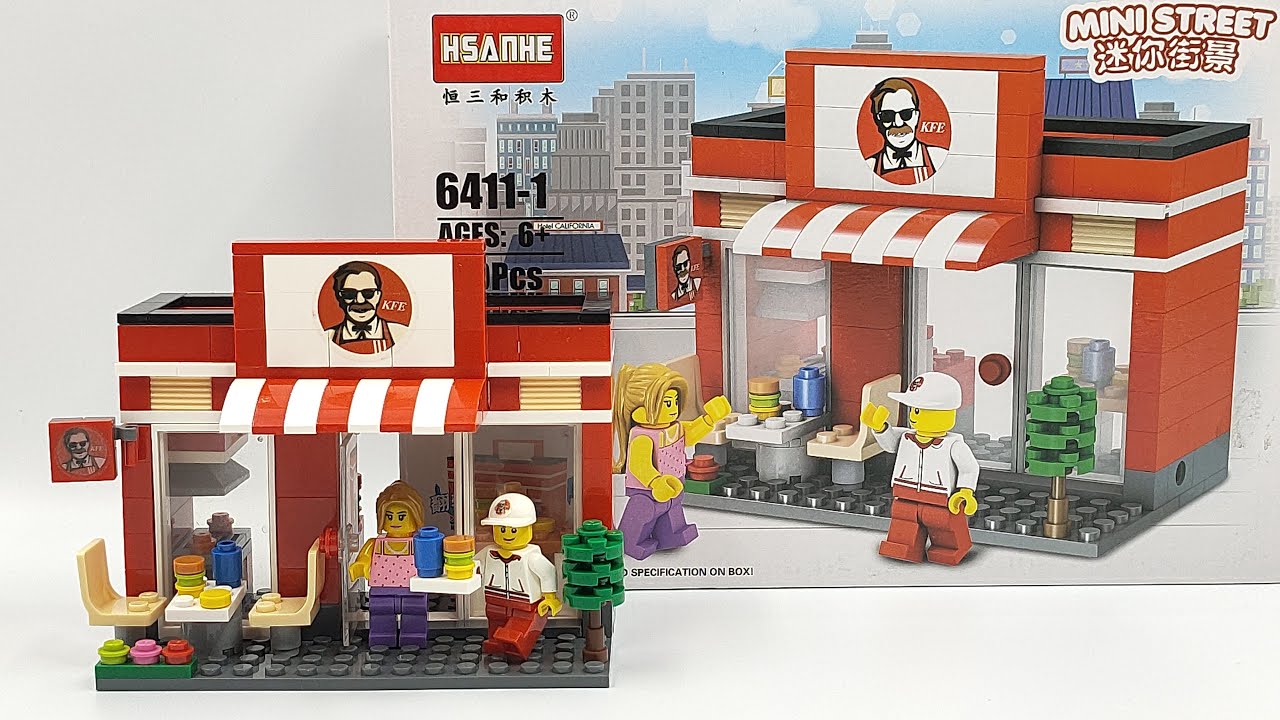 LEGO MINI STREET KFE RESTAURANT HSANHE 64111  UNOFFICIAL LEGO SPEED BUILD  BRICKS IMPACT