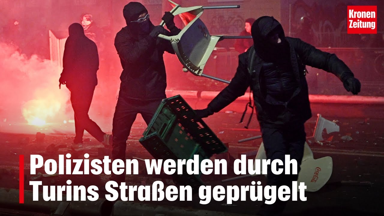 Polizisten werden durch Turins Straßen geprügelt | krone.tv NEWS