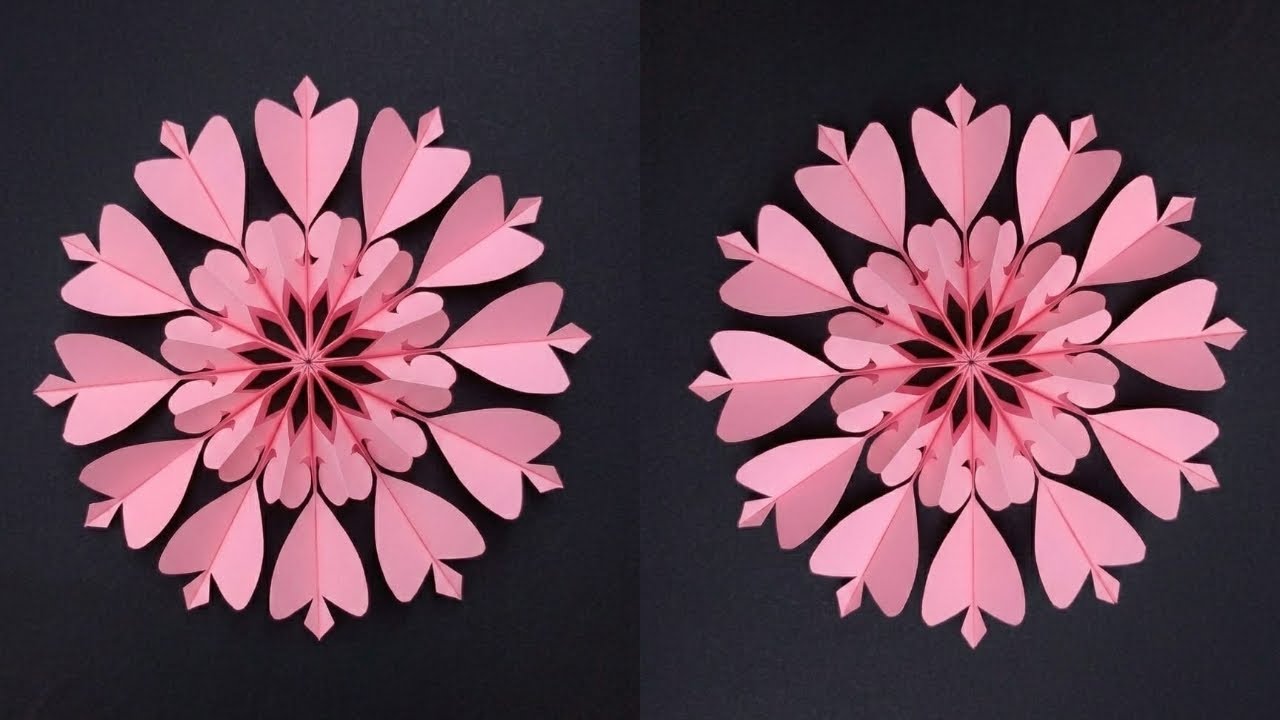 DIY Valentine's ❤️ Heart Snowflake #diy#holidaycraft#paperflowerwallhanging #origami