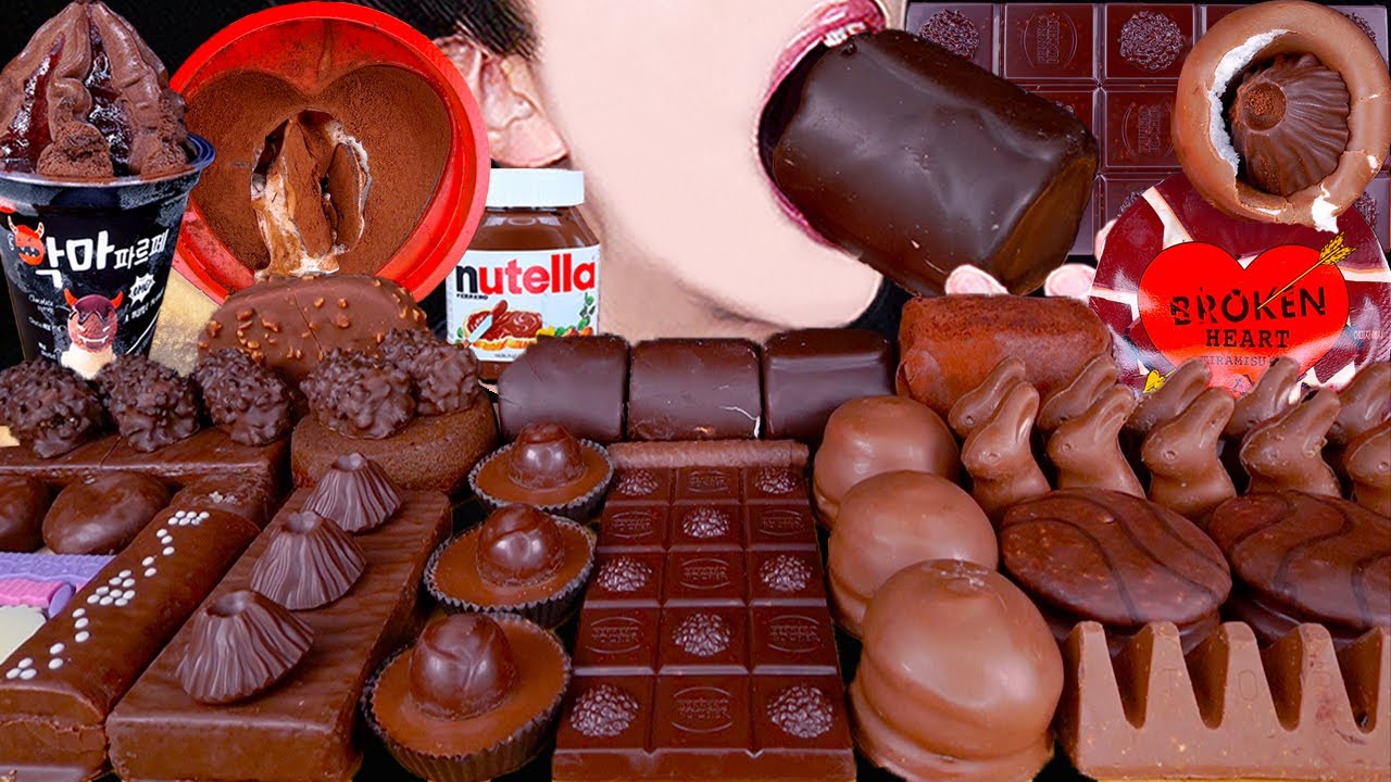 ASMR FERRERO ROCHER CHOCOLATE CAKE ICE CREAM NUTELLA DESSERT MUKBANG 초콜릿 먹방 チョコレート 咀嚼音 EATING SOUNDS