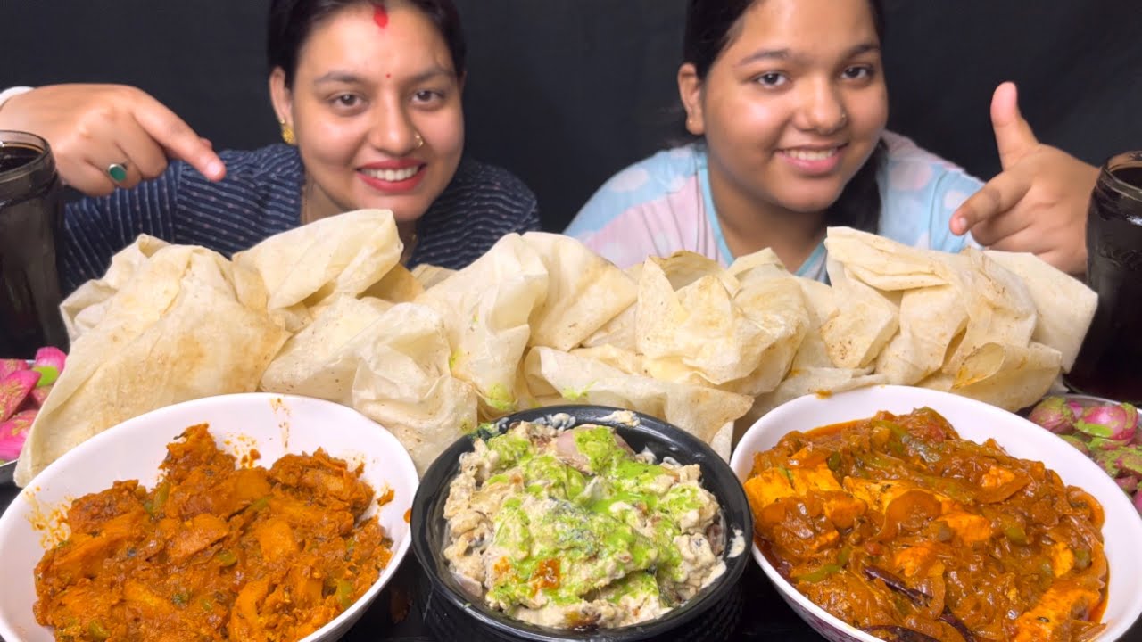Eating Malai Chaap , Tawa Gravy Chaap, Kadai Paneer & l Roomali Roti I Nand vs Bhabhi I Foodie Gd