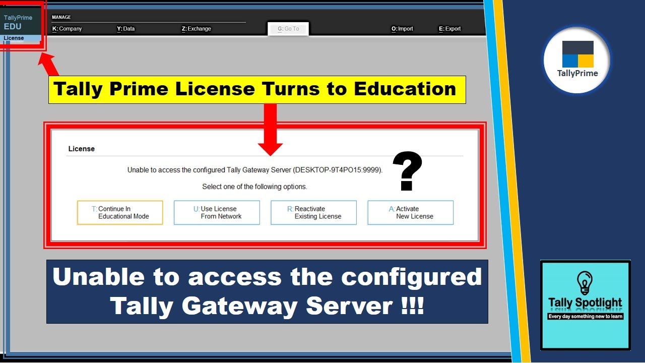 Не удается получить доступ к настроенному серверу Tally Gateway! | Лицензия Tally Prime переходит...