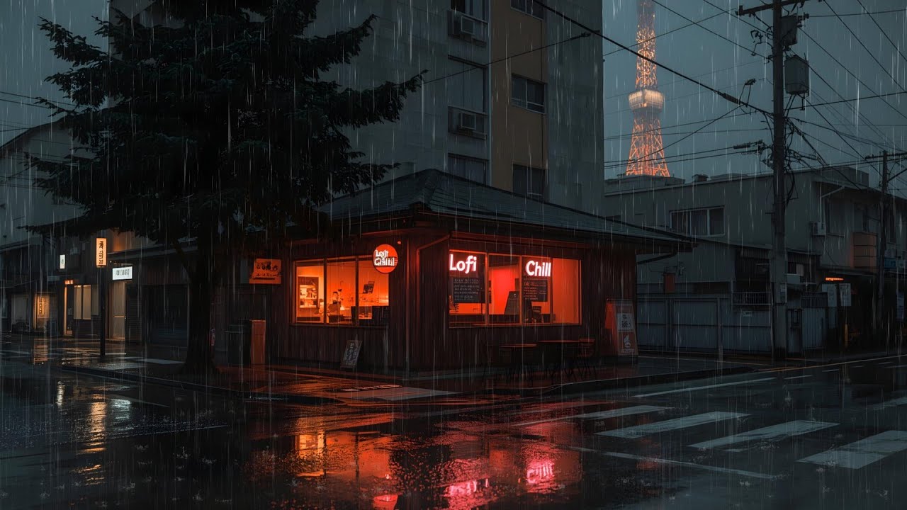 Winter Anime Cafe ❄️🌧️ | Falling Snow, Soft Rain & Cozy Lofi Ambience