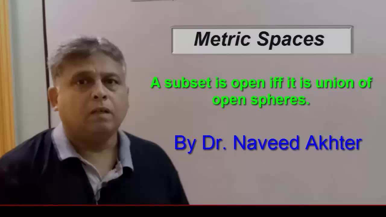 Lec_012 Metric Spaces, A subset is open iff it is union of open spheres. (Urdu/Hindi)