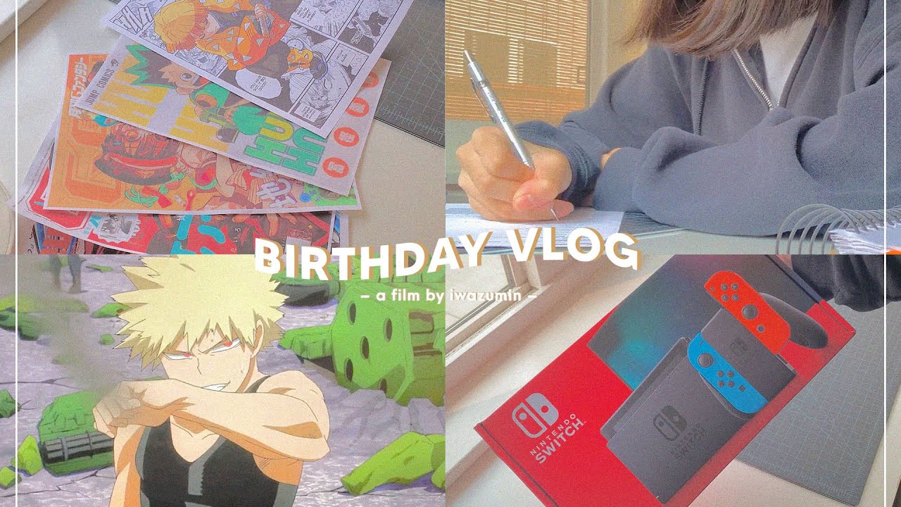 birthday vlog 🍰 : new haircut, binging mha, & nintendo switch unboxing !