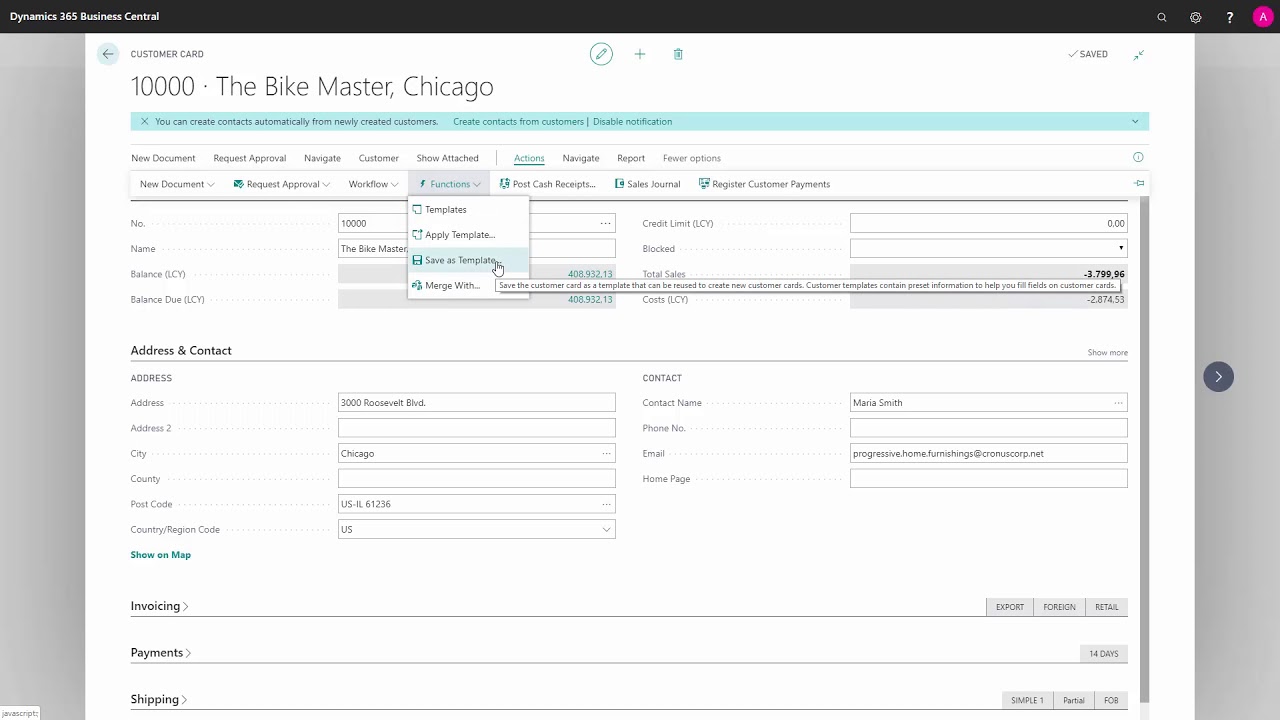 Create Customer Templates to easily create new Customers - Microsoft Dynamics 365 Business Central