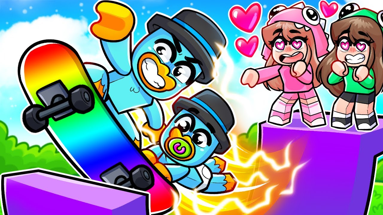 BEBÉ TURBO HUMILLA a mis AMIGAS en Skateboard Obby en Roblox!
