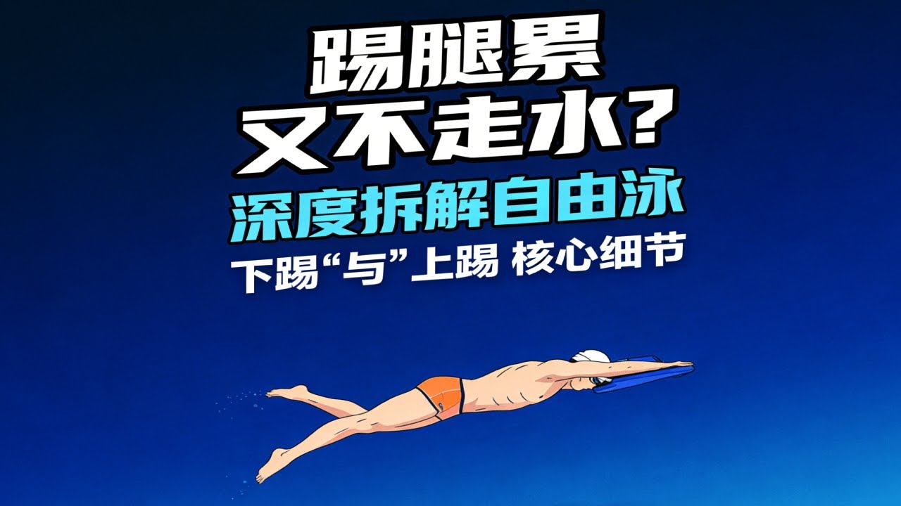 踢腿累又不走水？深度拆解自由泳“下踢”与“上踢”核心细节 #自由泳 #游泳教学 #自由泳踢腿 #鞭状打腿 #下踢技巧 #上踢动作 #游泳训练 #自由泳腿 #游泳发力 #纠正自由泳错误 #自由泳技巧