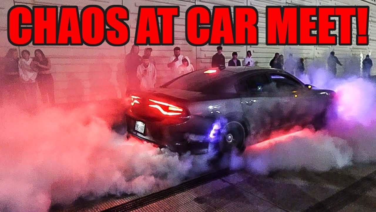 INSANE CAR MEET TURNS INTO WARZONE! (Flames, Burnouts, Racing, Flybys and MORE!)
