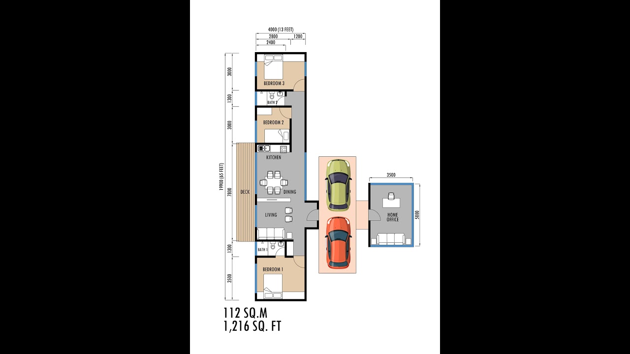 Modern Tropical House Design with Home Office | 3 Bedrooms | 112 sqm Floor Plan