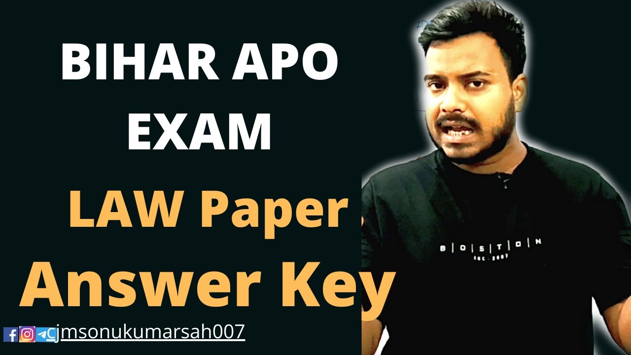 Bihar Apo Exam 2020-21| LAW Paper | Answer Key | SET-A |