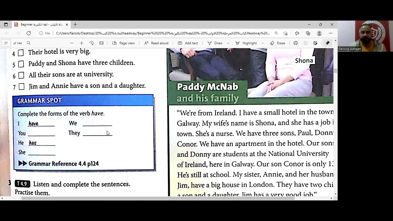 unit (4) مرحلة الأولى Headway beginners