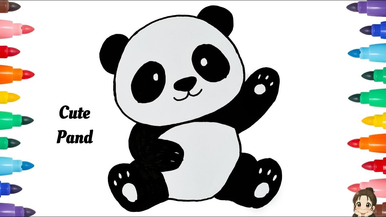 How to Draw a Cute Panda for Kids 🐼 Cute Animals Drawing and Coloring | Baby Panda Coloring for kids
