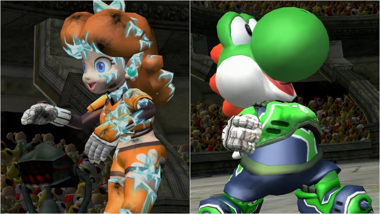 Mario Strikers Charged - Daisy vs Yoshi - Wii Gameplay (4K60fps)