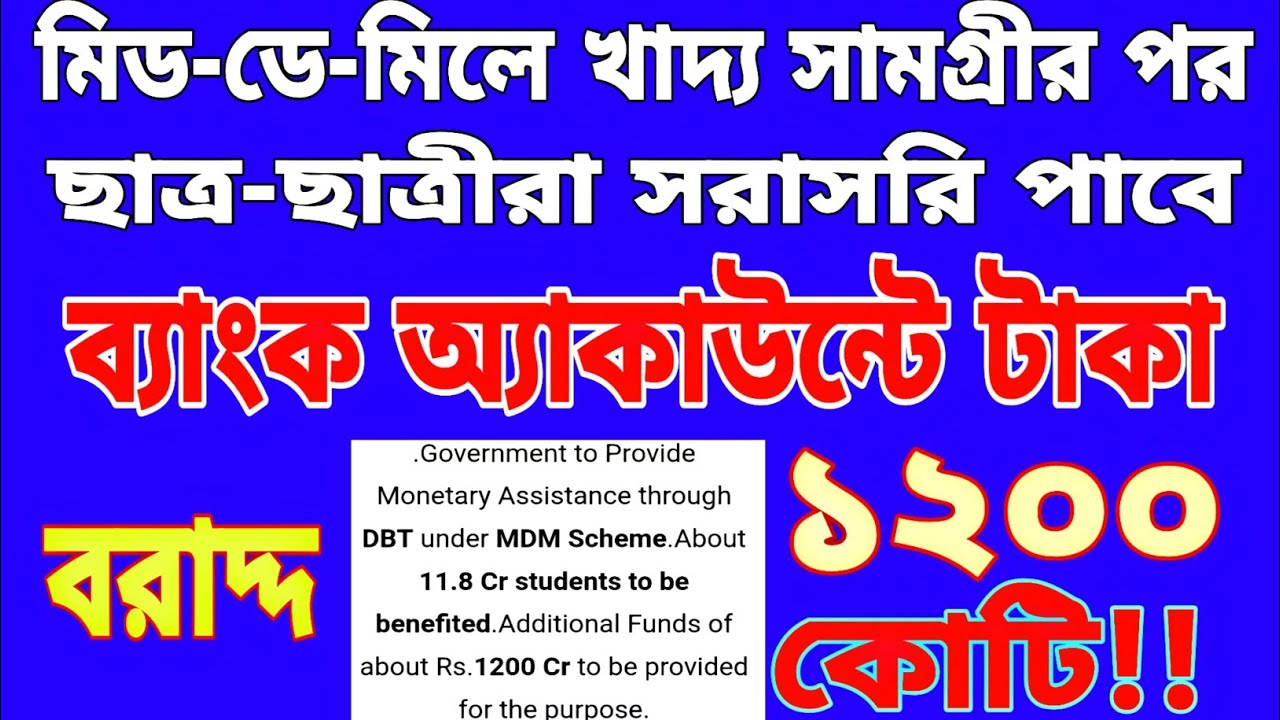Mid day meal latest notification by central government/ #westbengal #mid day meal #notification.
