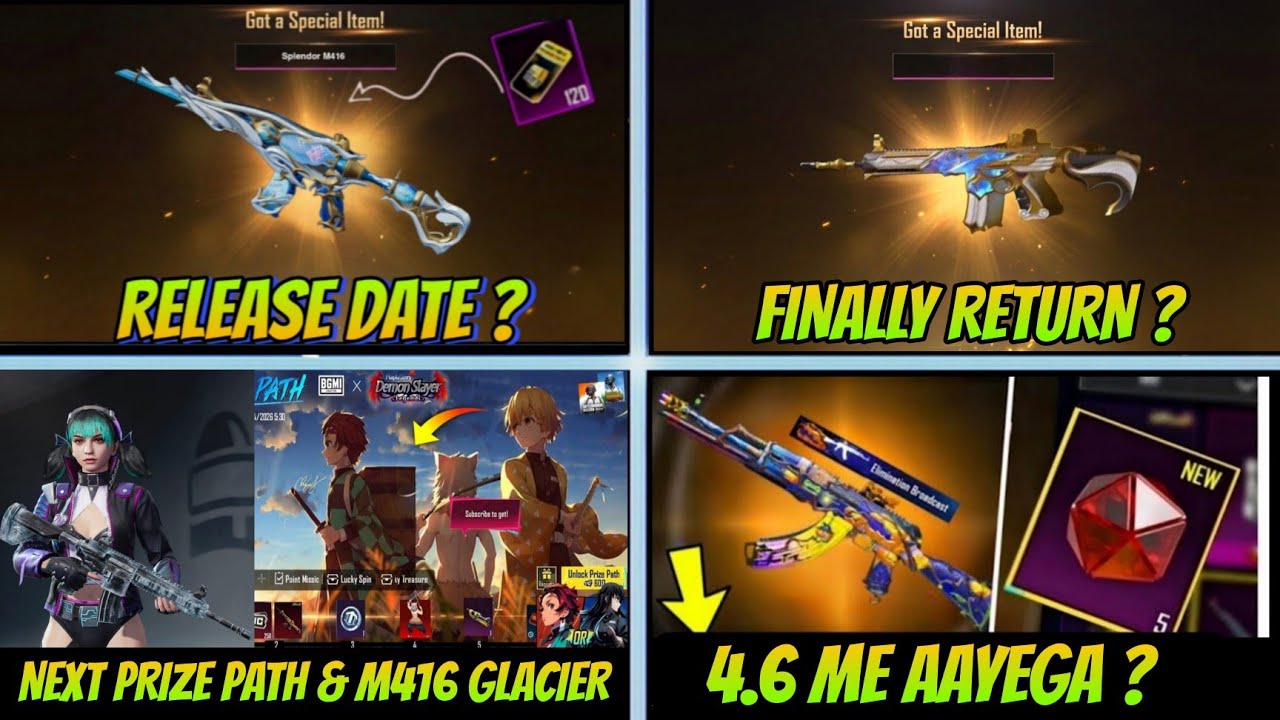 BGMI 4.6 😱 NEXT PRIZE PATH & UPGRADE M416 RETURN ?  /TINDAL M416 PRE ORDER DATE/BGMI NEXT LUCKY SPIN