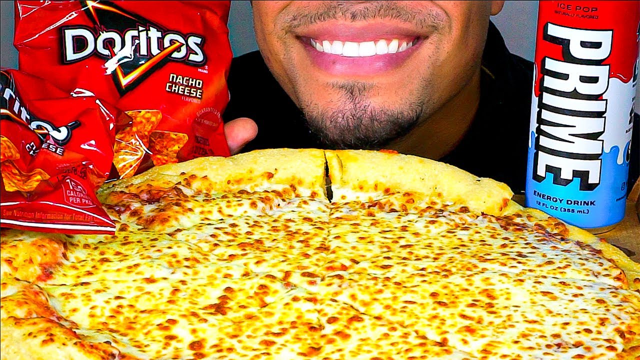 ASMR LITTLE CAESARS PIZZA PRIME ENERGY DRINK DORITOS MUKBANG | EATING NO TALKING JERRY *BIG BITES*