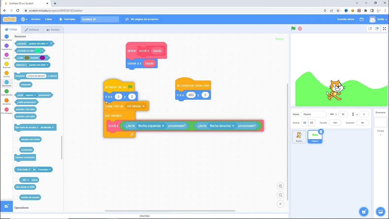 Como hacer escenario infinito en Scratch