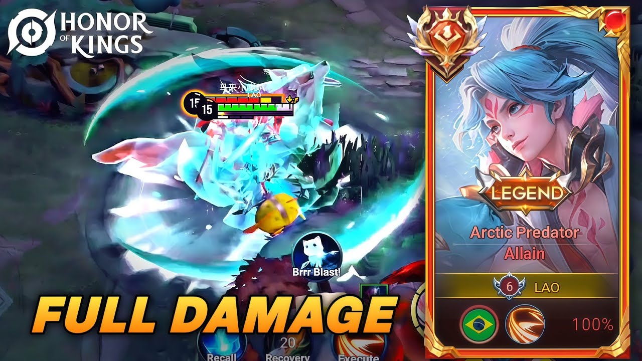 ALLAIN GAMEPLAY IN CLASH LANE - FULL DAMAGE - HONOR OF KINGS