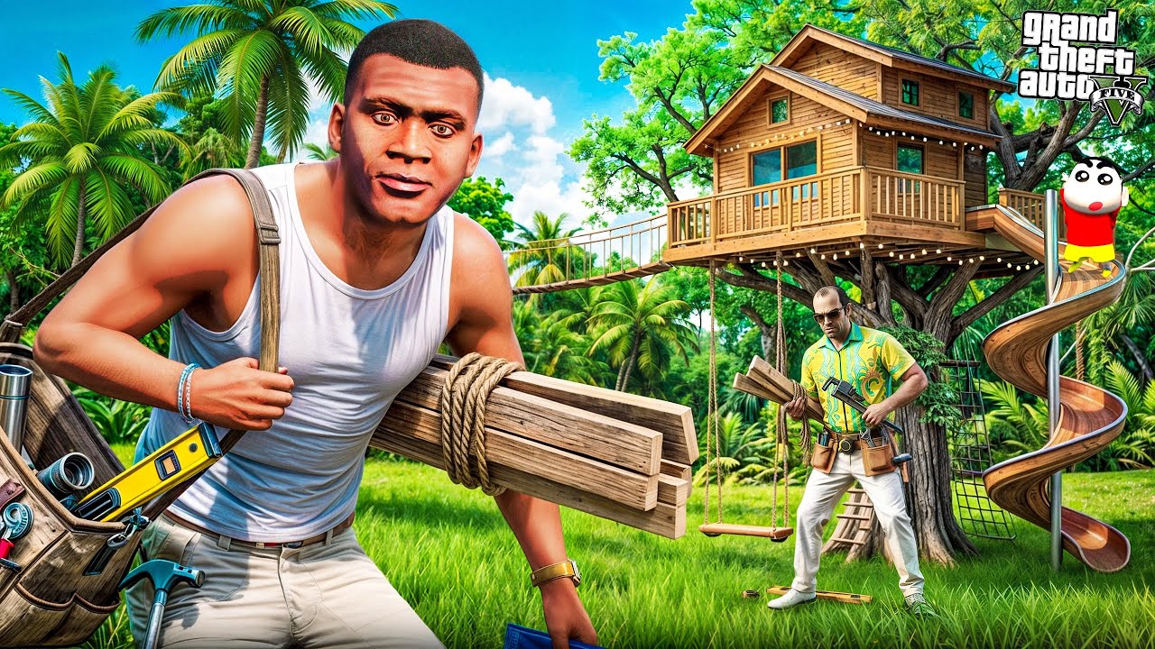 Franklin & Shinchan Build the BIGGEST Tree House Ever 🌳🏡 | GTA 5 Malayalam