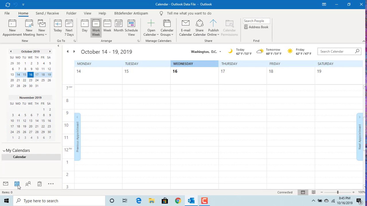 How to Change Work week and Working hours of Calendar in Outlook - Office 365