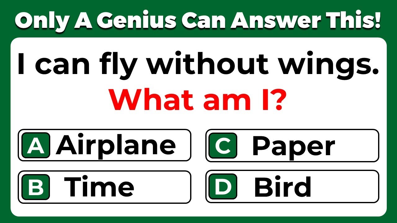 Riddles Quiz - CAN YOU PASS THESE 20 TRICKY RIDDLES WITH OPTIONS?