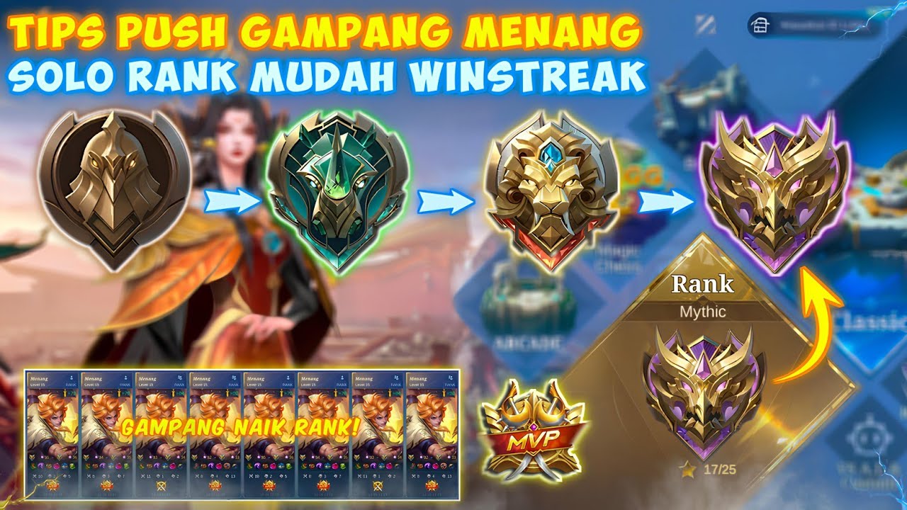 CEPAT NAIK RANK DAN MUDAH WINSTREAK!! CARA WINSTREAK SOLO RANK NAIK TIER MYTHIC DENGAN CEPAT