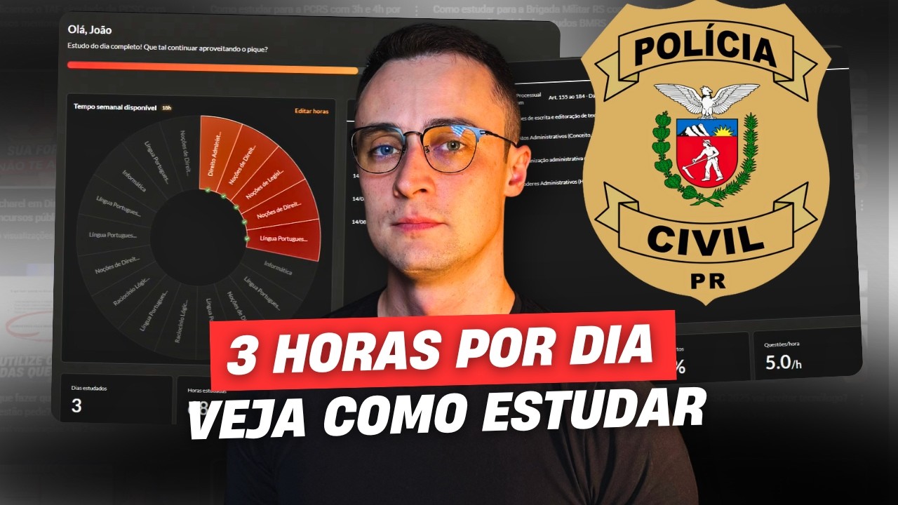 Como estudar para a PCPR 3h por dia? Ciclo de estudos simplificado