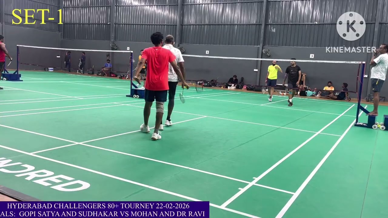 2069. NRT SSN BADMINTON:  80 + CHALLENGERS HYD :  MOHAN & RAVI VS GOPISTATYA & SUDHAKAR 22/02/26