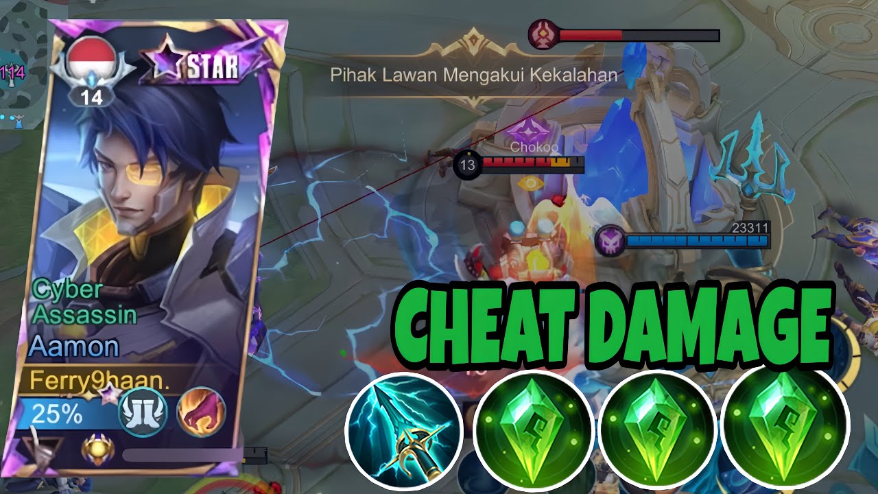 MENGERIKAN! AAMON SERASA MAKE CHEAT DAMAGE SAMPE BUAT MUSUH AUTO SURREND! MOBILE LEGENDS