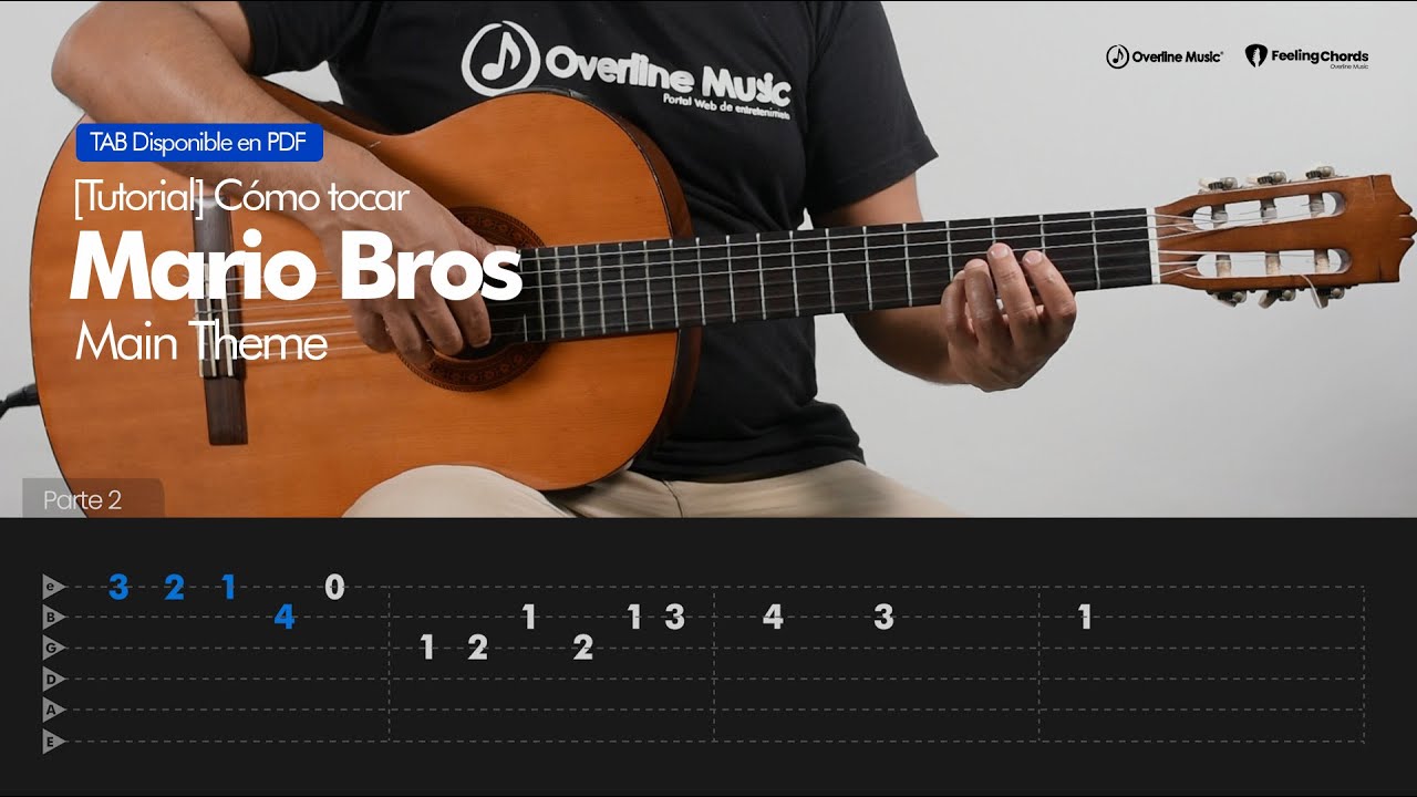 Cómo tocar: Mario Bros (Main Theme) en guitarra | Melodía | Tutorial Overline Music