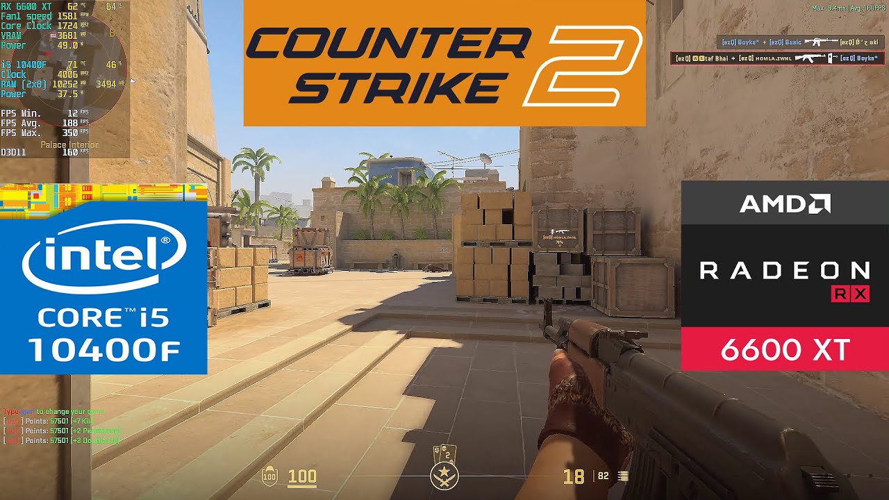 Counter-Strike 2 - i5 10400F + RX 6600 XT + 16GB RAM