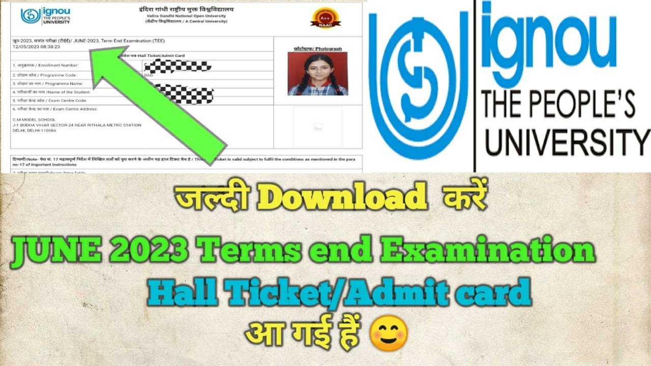 IGNOU Realised June 2023 Hall Ticket || #IGNOU_hall_ticket_june_2023 | #ignou | #ignouhallticket
