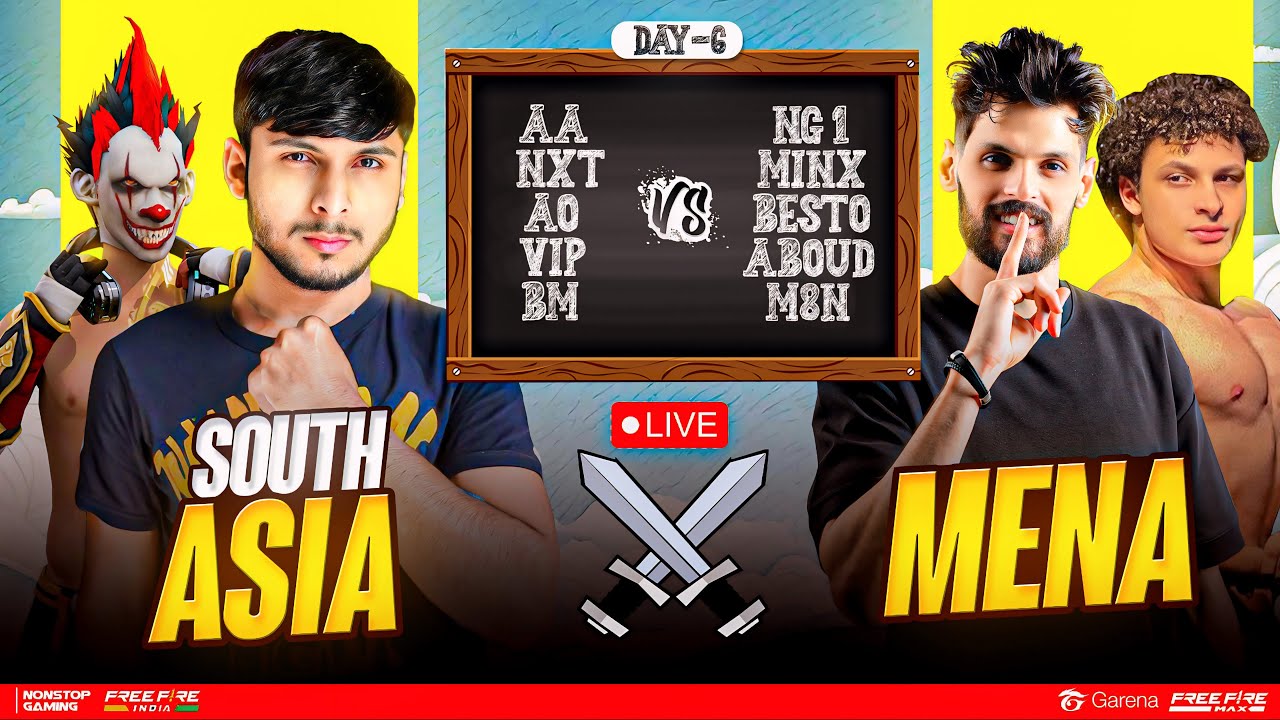 SOUTH ASIA vs MENA SERVER CS TOURNAMENT DAY 5 🥵 NXT, M8N OP,  #nonstopgaming -free fire live