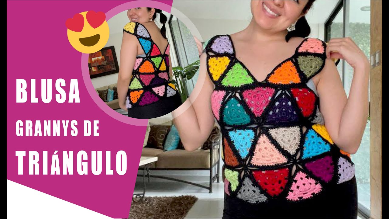CÓMO TEJER UNA BLUSA CON GRANNYS DE TRIÁNGULO | Fácil y Rápido para el ORGULLO 🧡 💛 💚 💙  LAURA CEPEDA