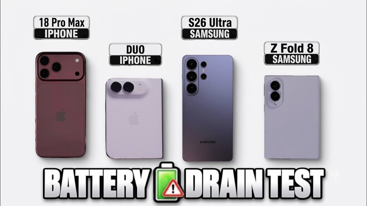 iPhone 18 Pro Max vs iPhone Duo vs Samsung S26 Ultra vs Z Fold 8 🔋 Ultimate Battery Drain Test!