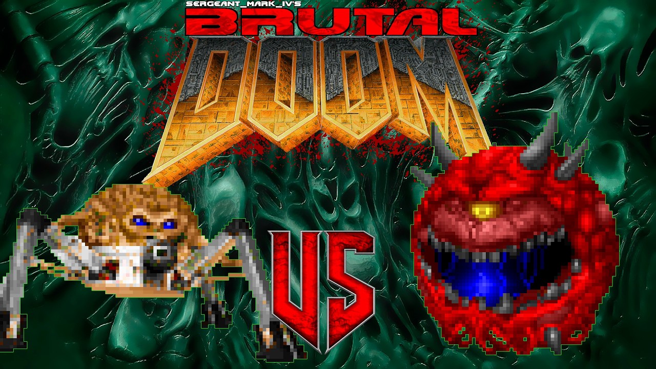 Cinematic battle | Arachnotron vs Cacodemon | Brutal Doom II | Machinima Monster Infighting