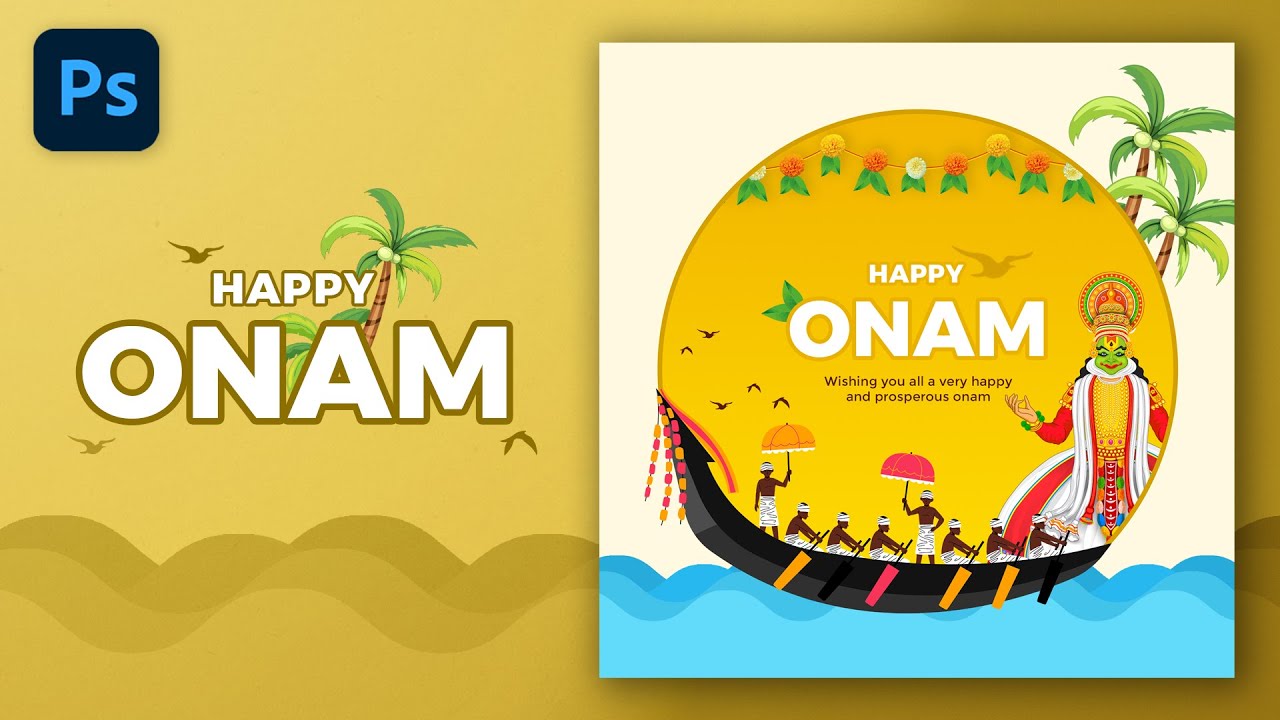 Onam Poster Design Tutorial | Onam Festival Post Design for Social Media