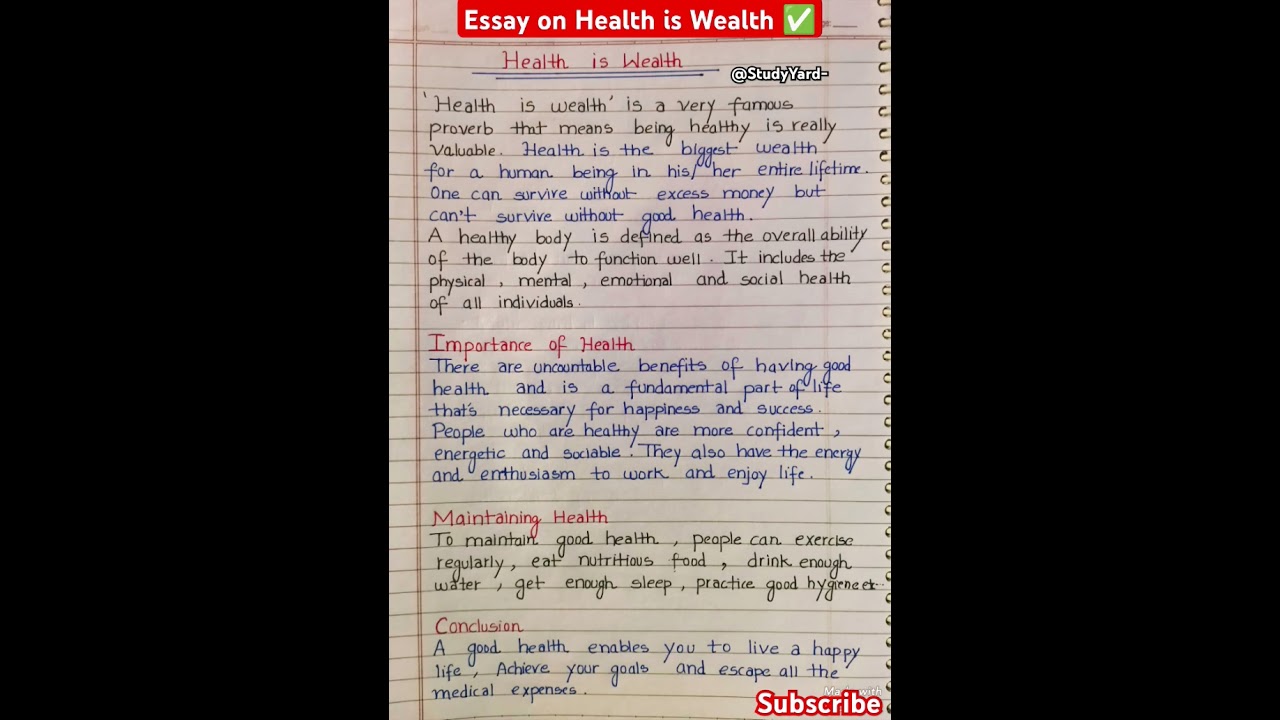 Essay writing on health is wealth l health is wealth l paragraph writing on health is wealth