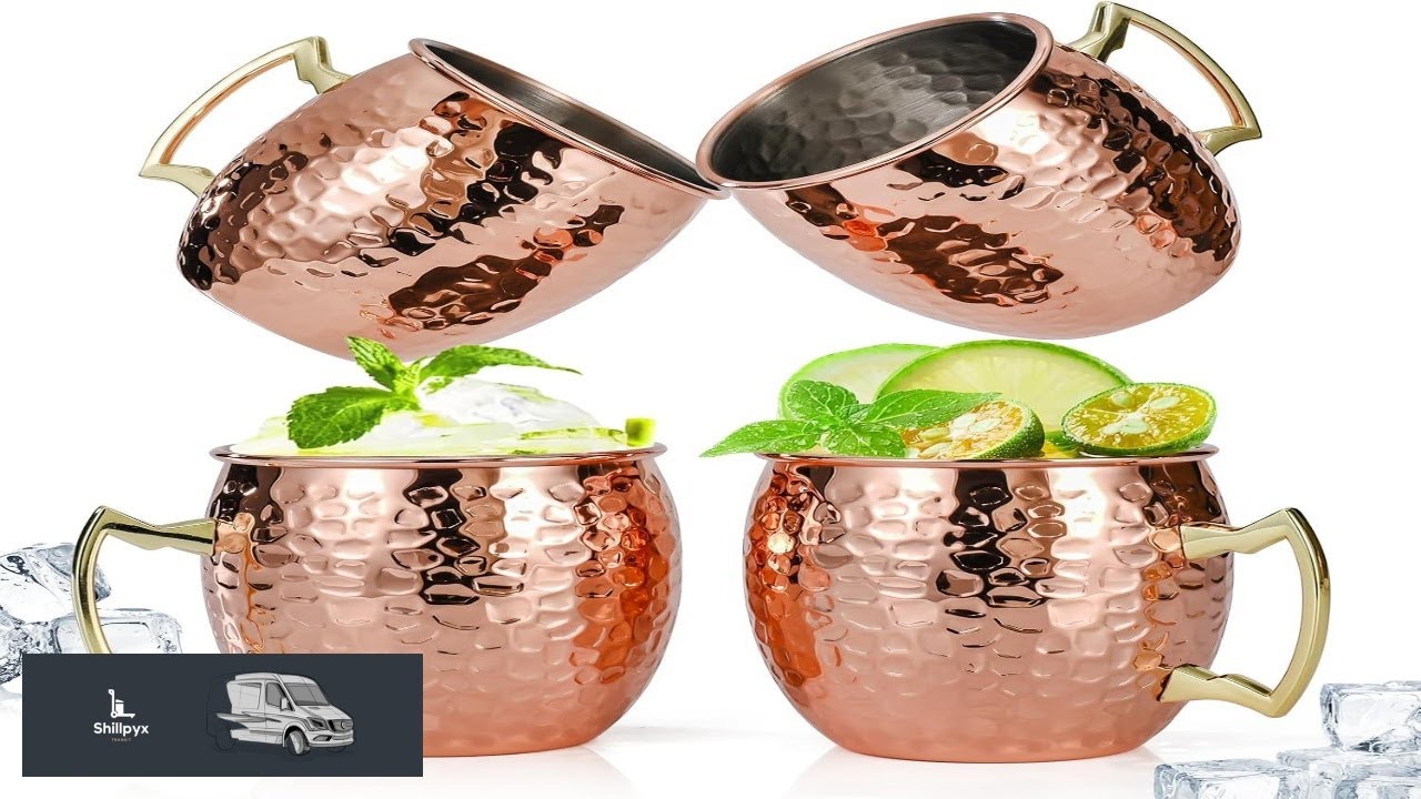 Amrules Moscow Mule Mugs Set of 4 16 OZ Hammered Copper Cups